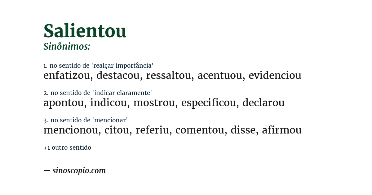Sinônimo de salientou