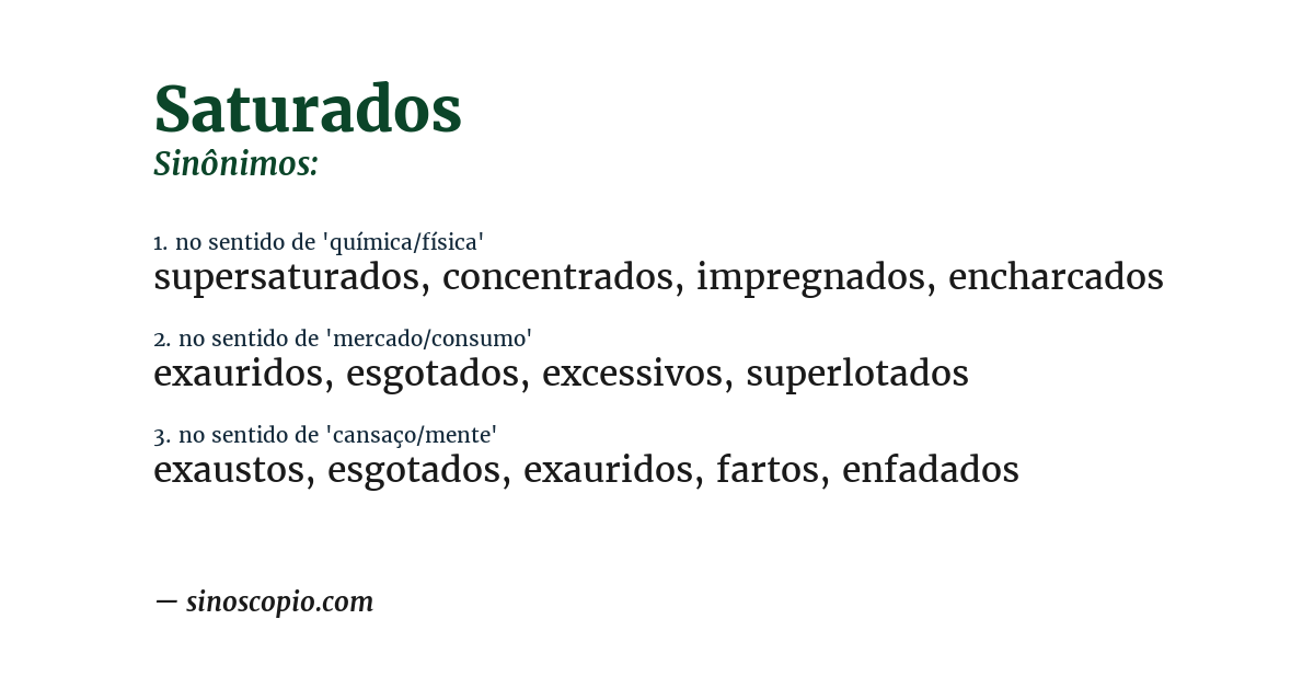 Sinônimo de saturados