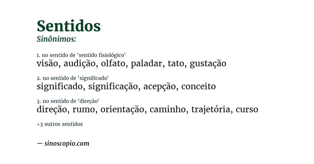 Sinônimo de sentidos