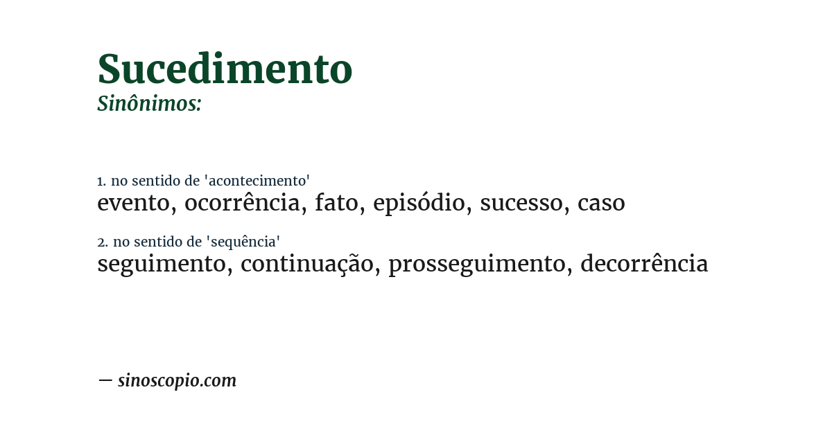 Sinônimo de sucedimento