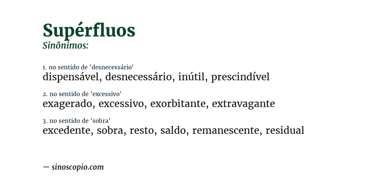 Sinônimo de supérfluos
