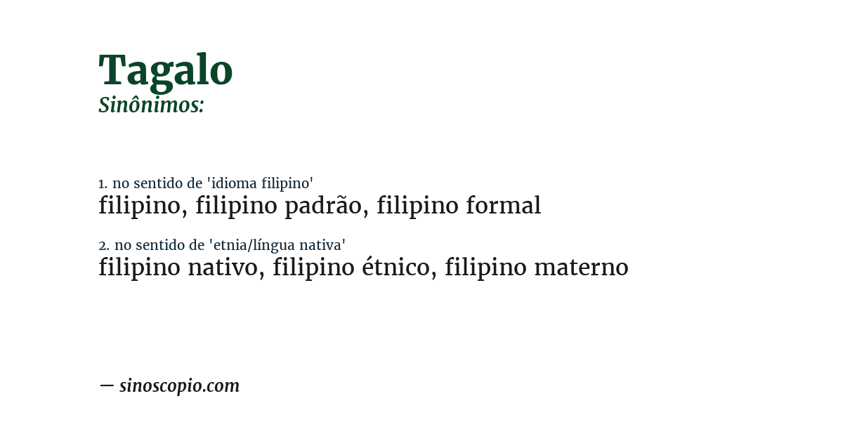 Sinônimo de tagalo