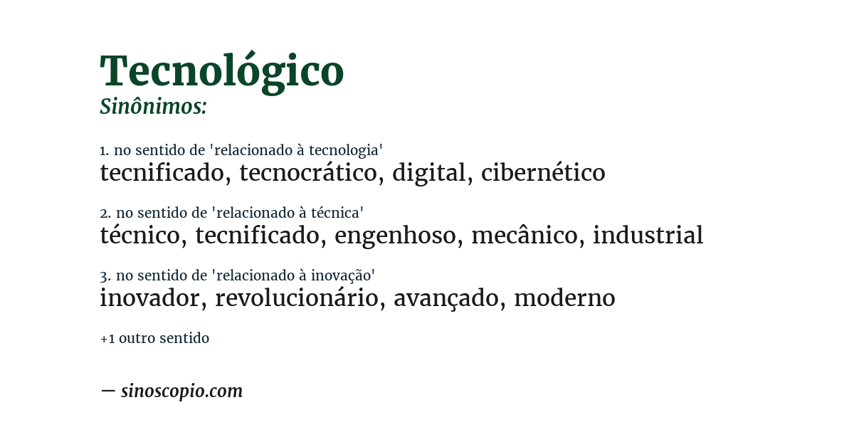 Sinônimo de tecnológico