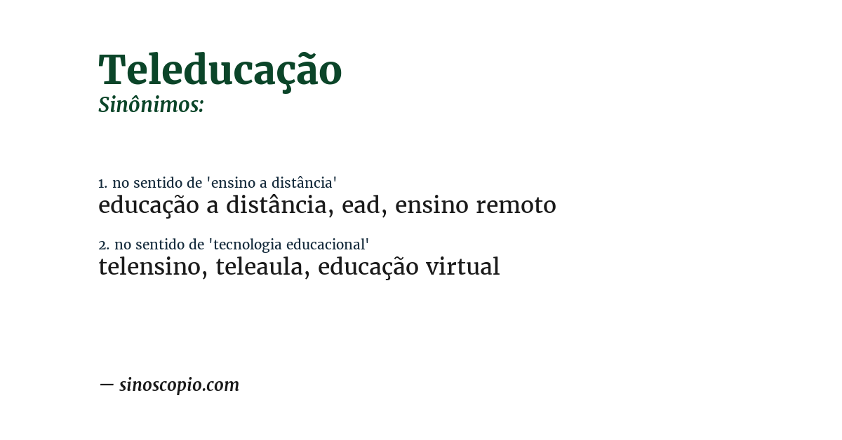 Sinônimo de teleducação