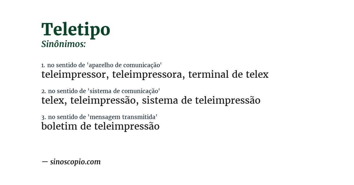 Sinônimo de teletipo