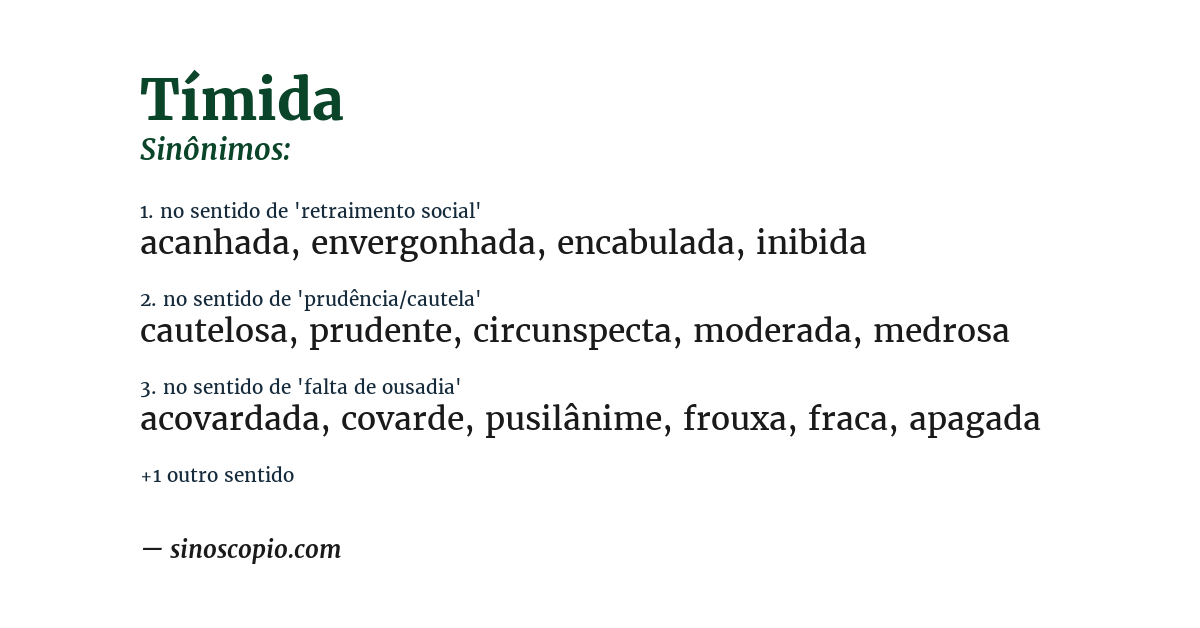 Sinônimo de tímida