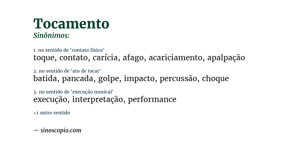 Sinônimo de tocamento