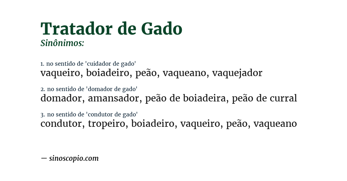 Sinônimo de tratador de gado