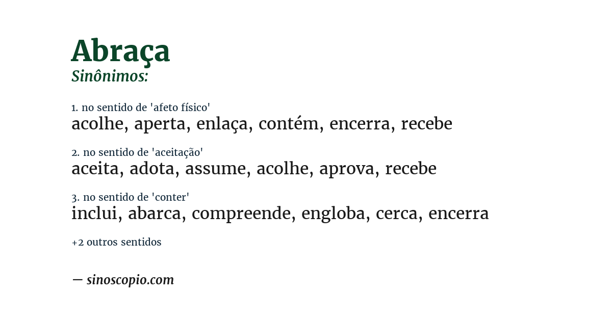 Sinônimo de abraça