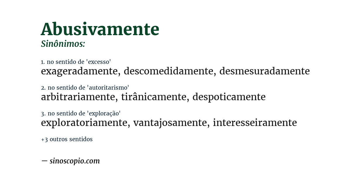 Sinônimo de abusivamente