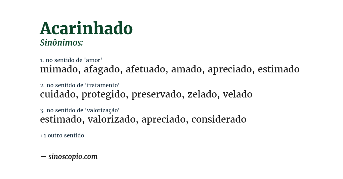 Sinônimo de acarinhado