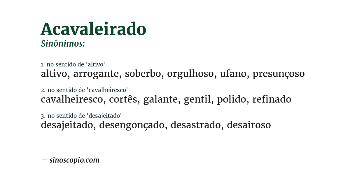 Sinônimo de acavaleirado