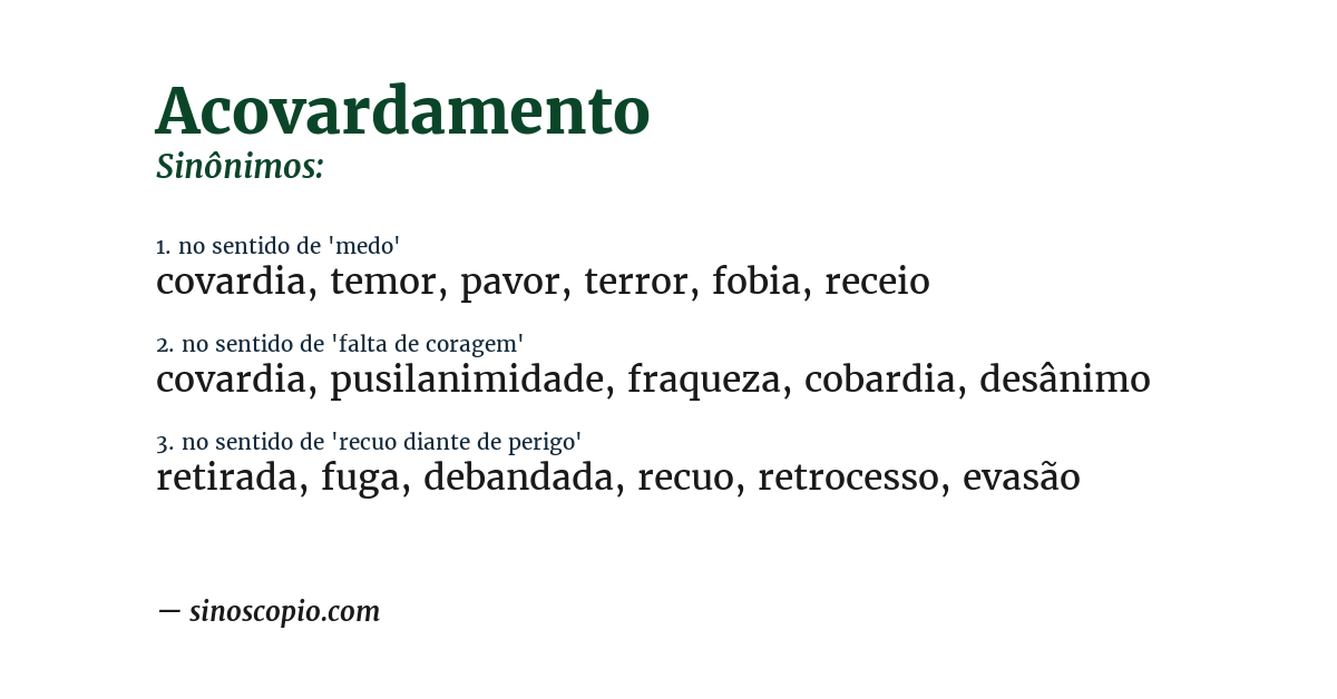 Sinônimo de acovardamento