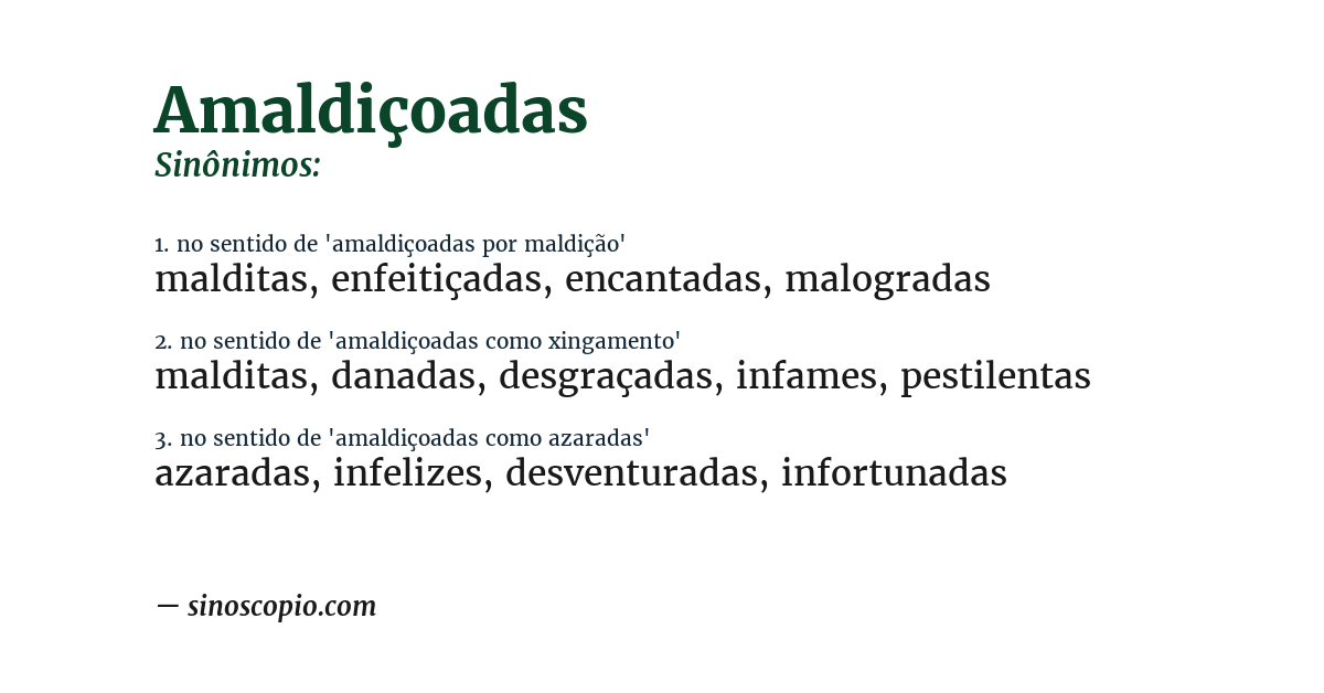 Sinônimo de amaldiçoadas