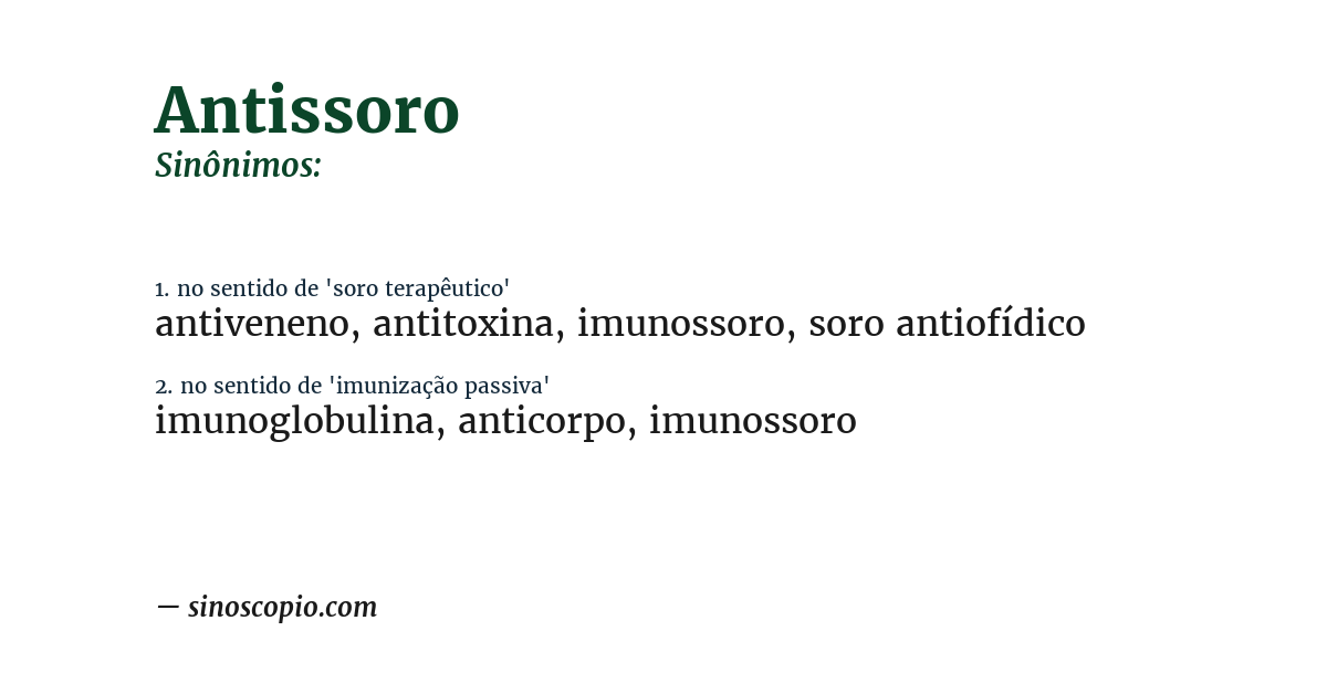 Sinônimo de antissoro