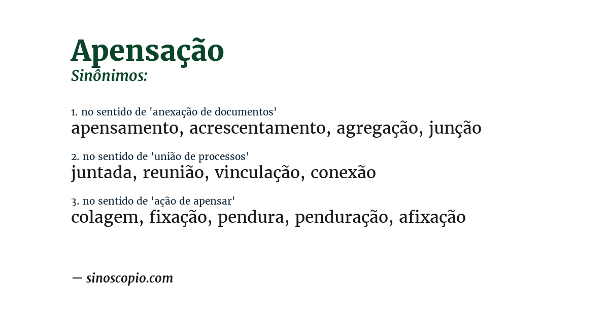 Sinônimo de apensação
