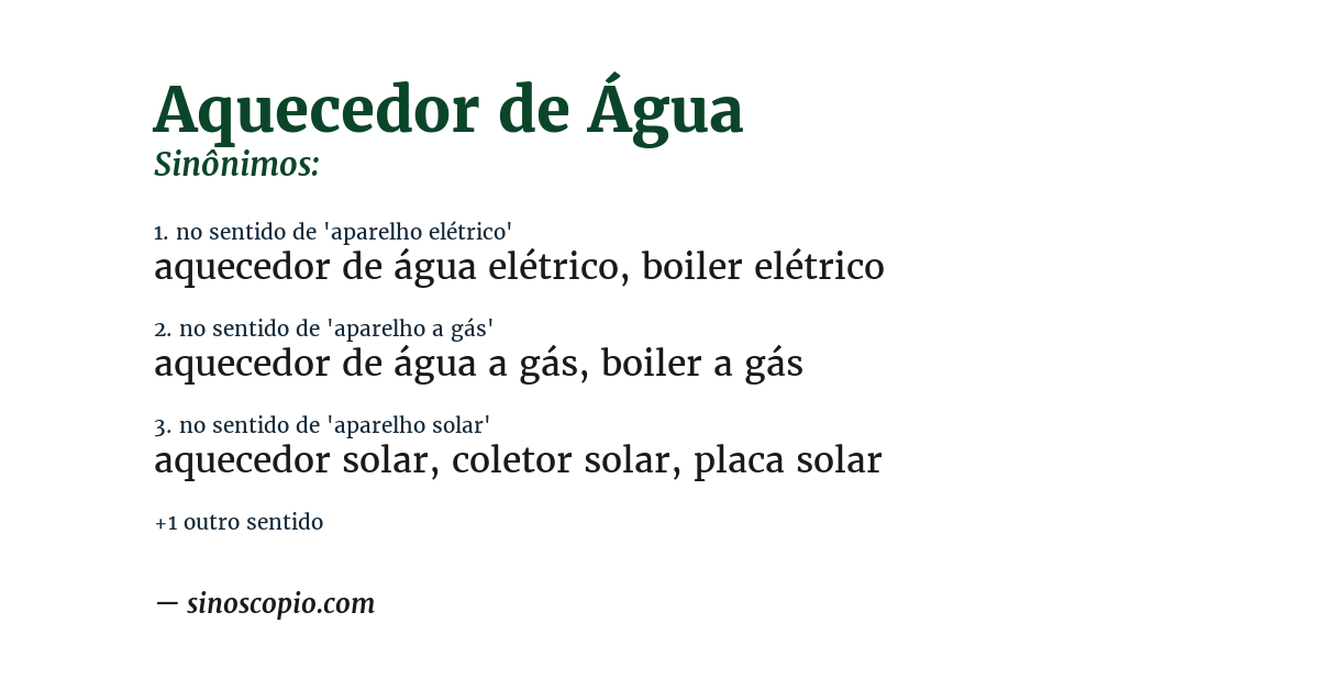 Sinônimo de aquecedor de água