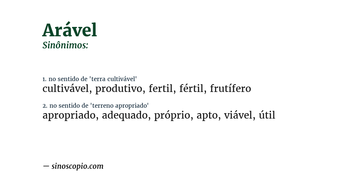 Sinônimo de arável