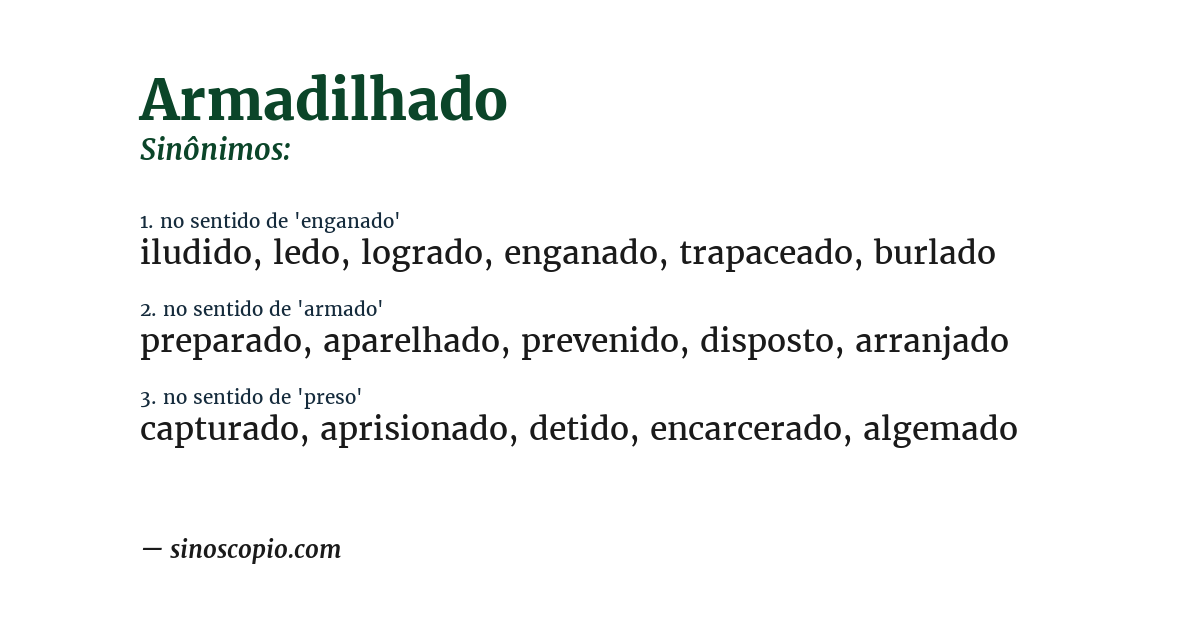 Sinônimo de armadilhado