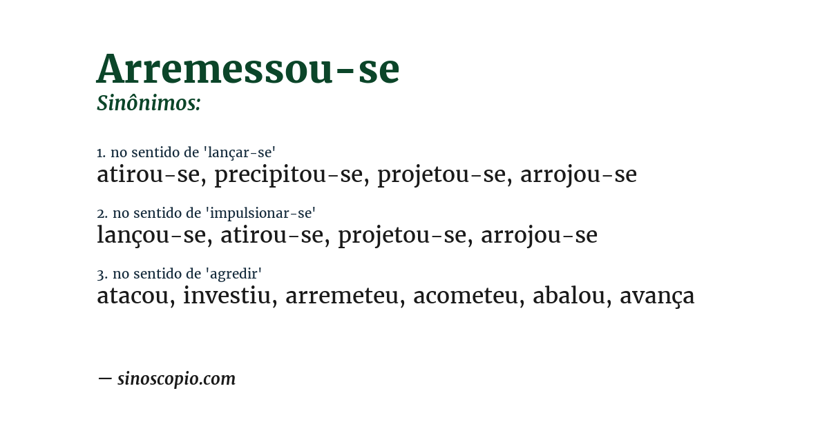 Sinônimo de arremessou-se