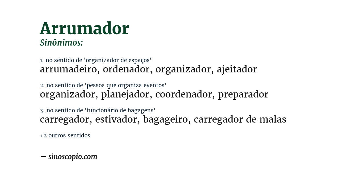 Sinônimo de arrumador