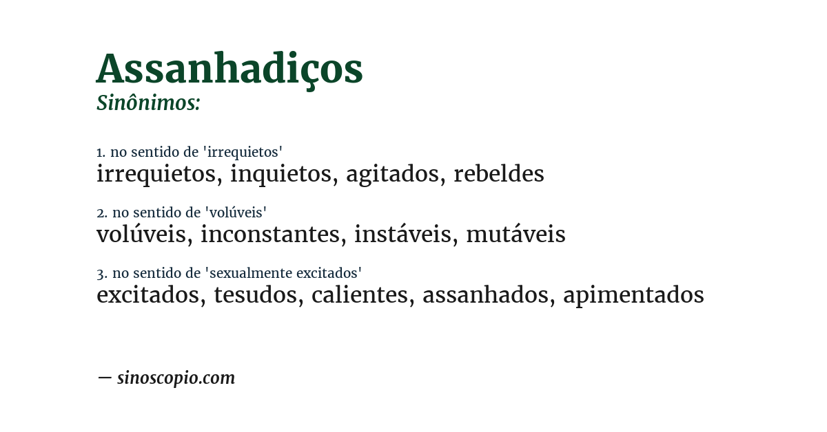 Sinônimo de assanhadiços