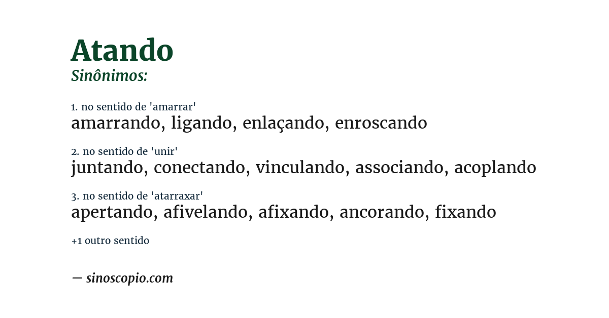Sinônimo de atando