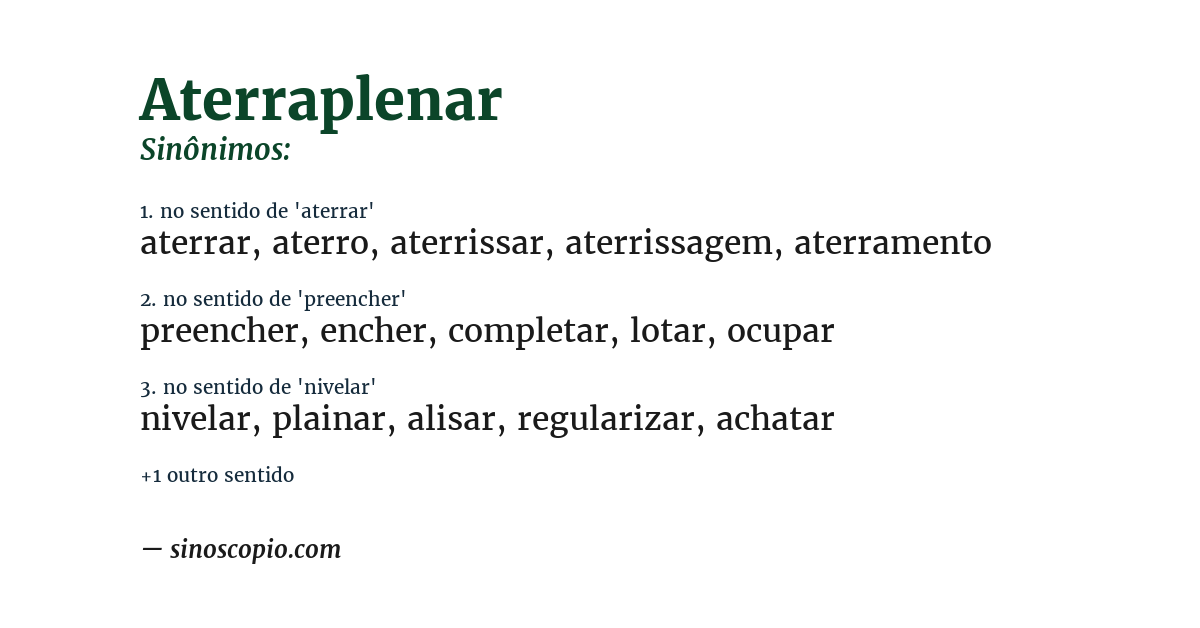 Sinônimo de aterraplenar