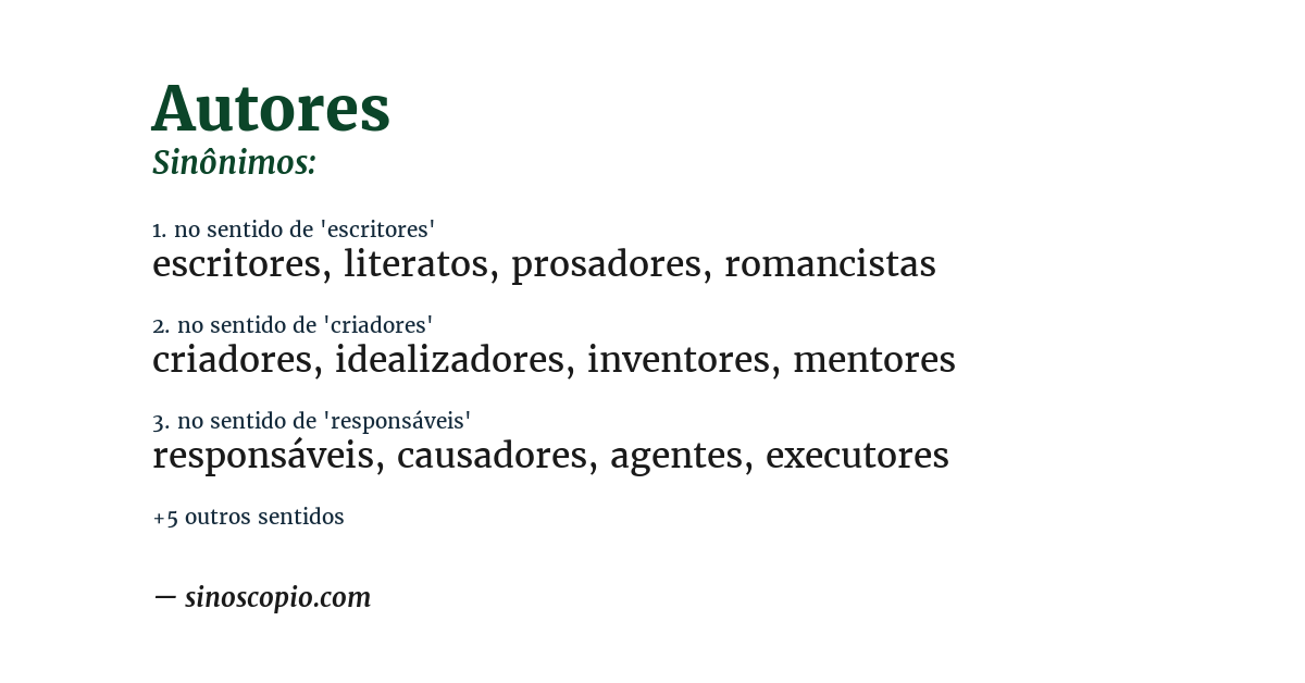 Sinônimo de autores