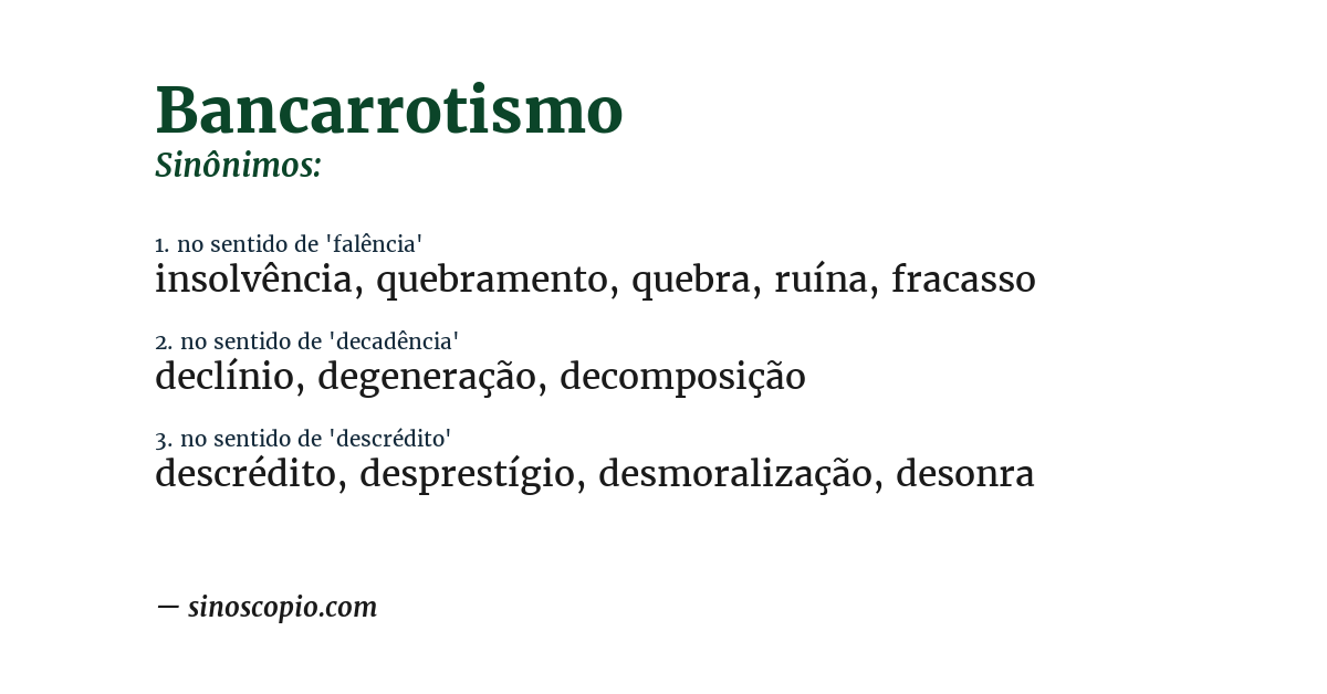 Sinônimo de bancarrotismo