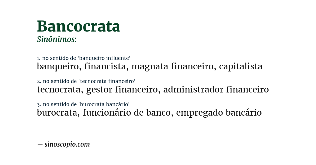 Sinônimo de bancocrata