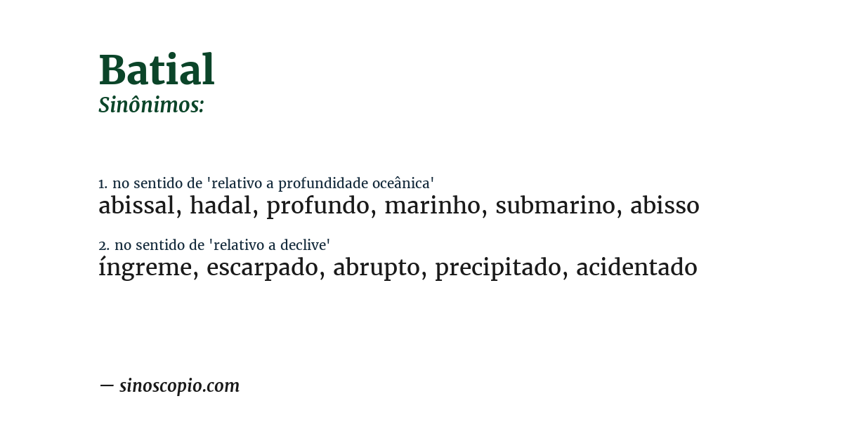 Sinônimo de batial