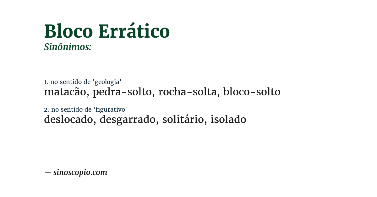 Sinônimo de bloco errático