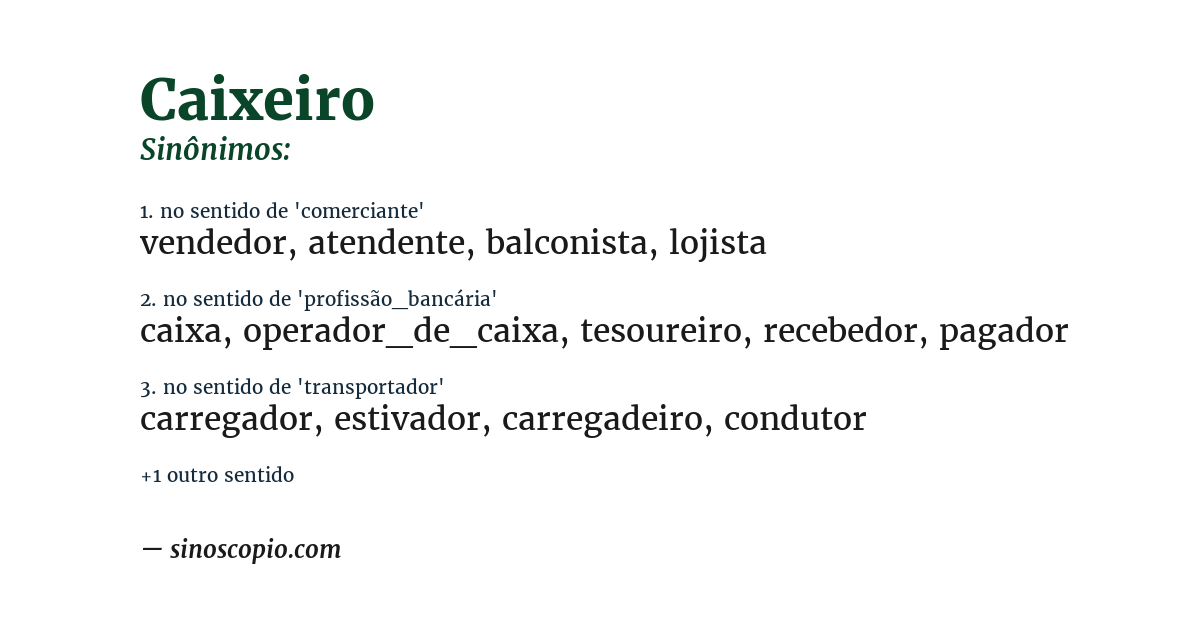 Sinônimo de caixeiro