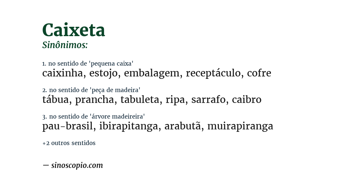 Sinônimo de caixeta
