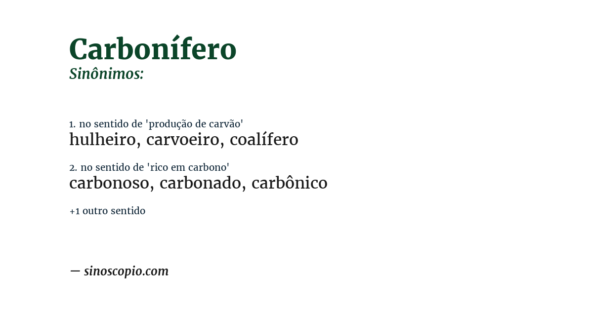 Sinônimo de carbonífero