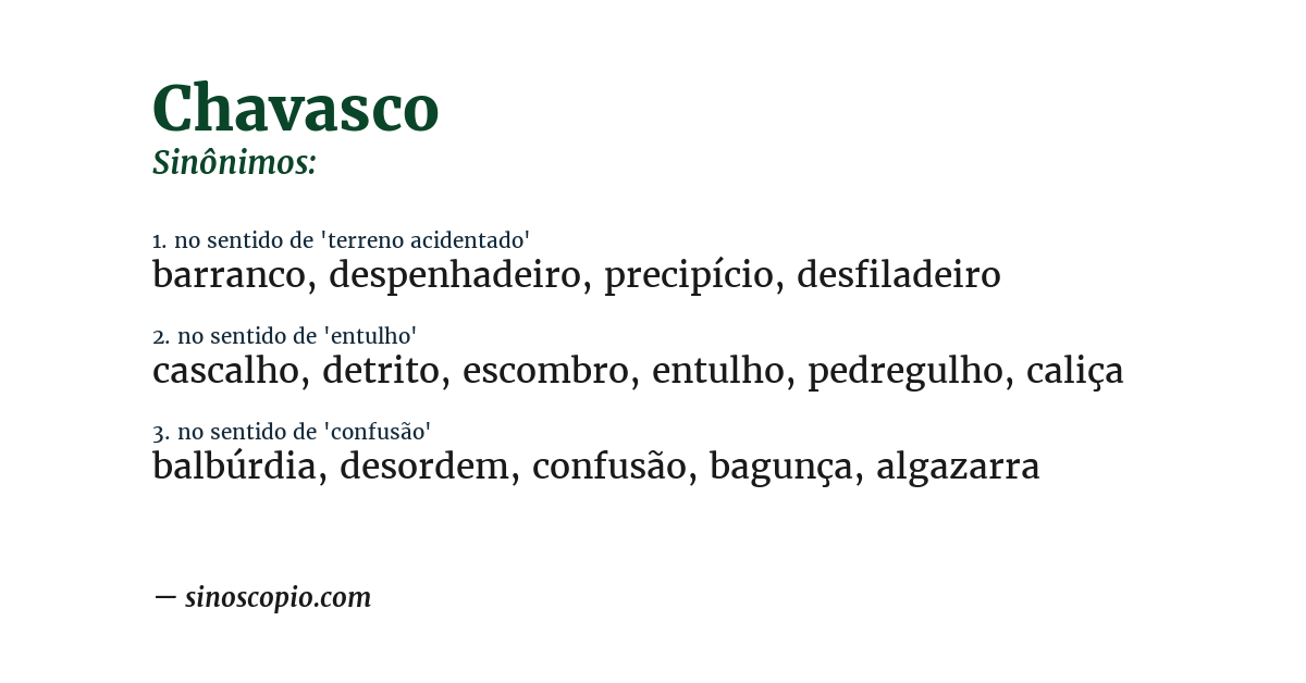 Sinônimo de chavasco