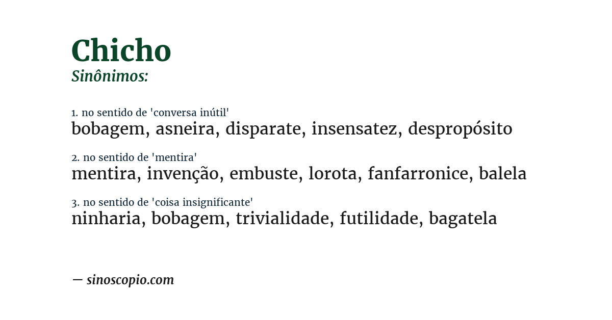 Sinônimo de chicho