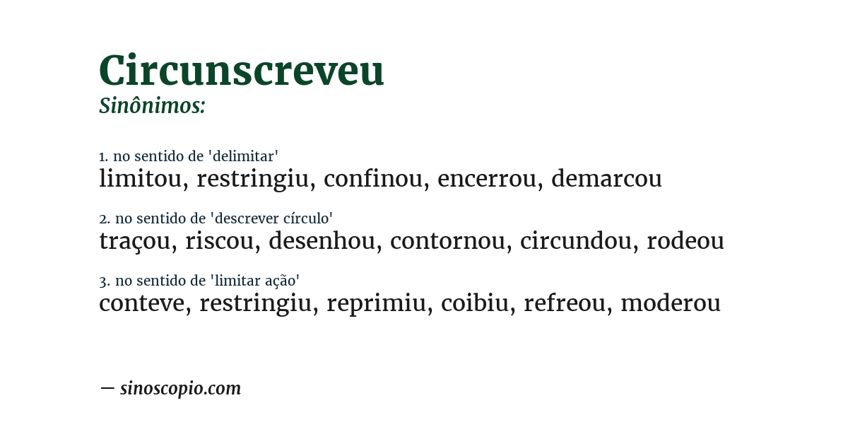 Sinônimo de circunscreveu