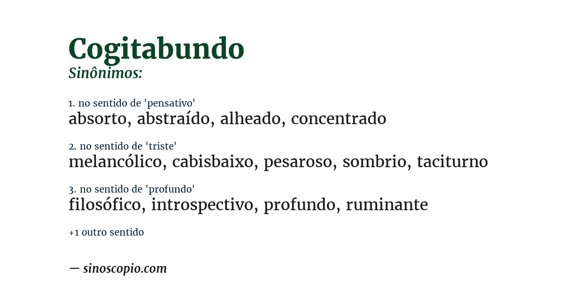 Sinônimo de cogitabundo