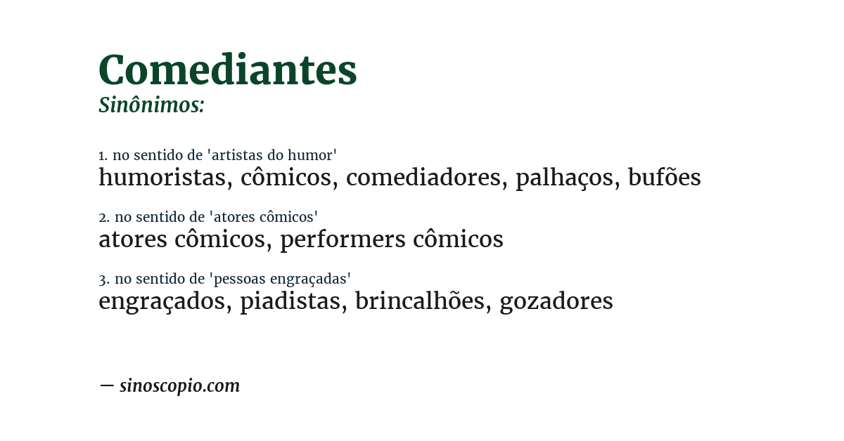 Sinônimo de comediantes