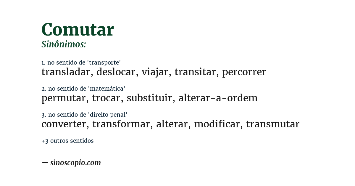 Sinônimo de comutar