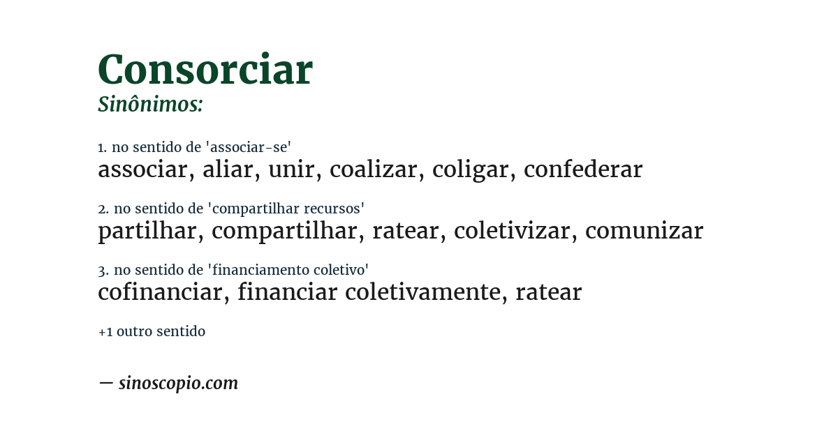Sinônimo de consorciar