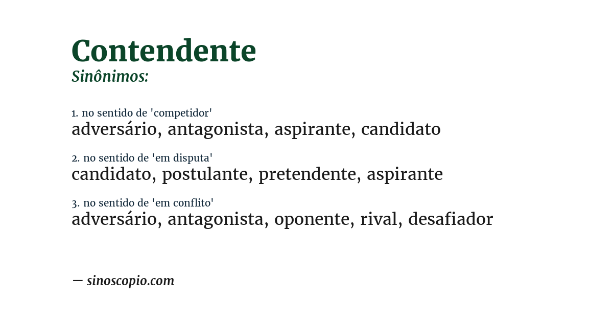 Sinônimo de contendente