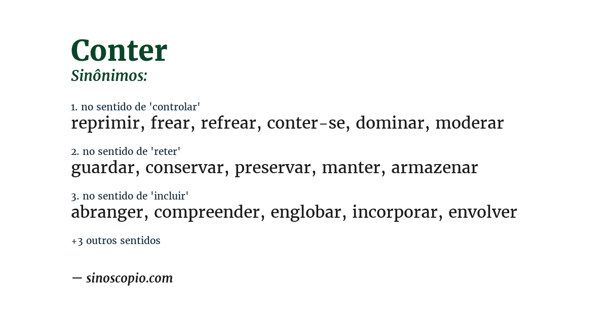 Sinônimo de conter