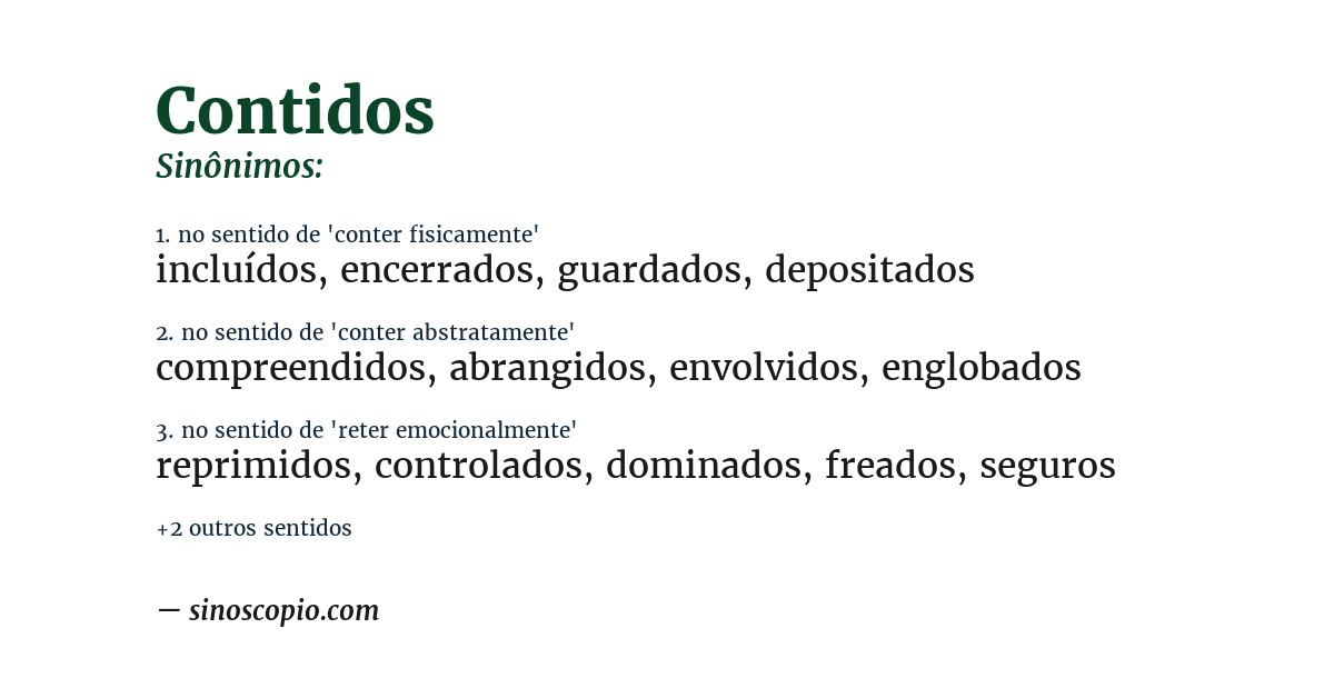 Sinônimo de contidos