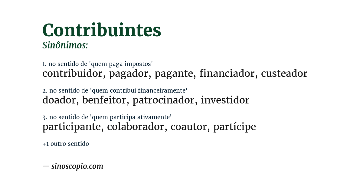 Sinônimo de contribuintes