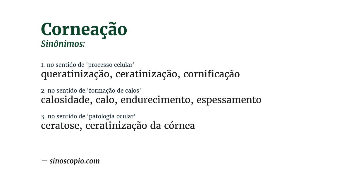 Sinônimo de corneação