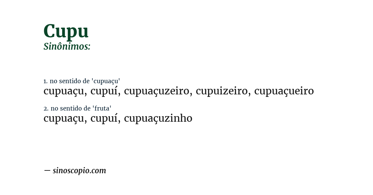 Sinônimo de cupu
