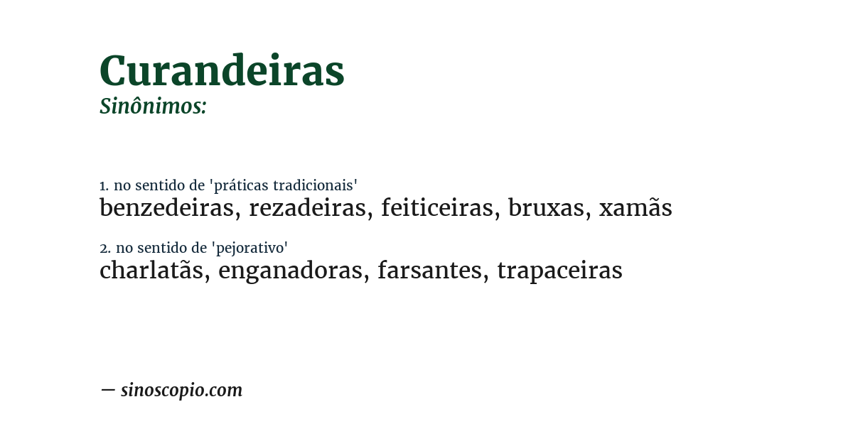 Sinônimo de curandeiras